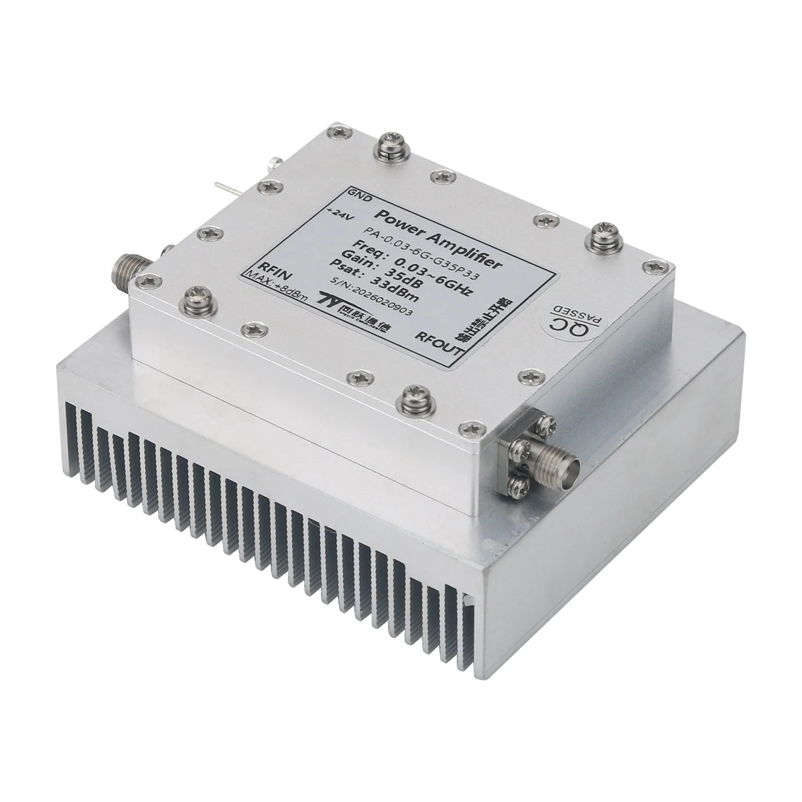 

0.03-6GHz RF Power Amplifier 35dB High Gain 2W Output RF Microwave PA with S MA Female Connector