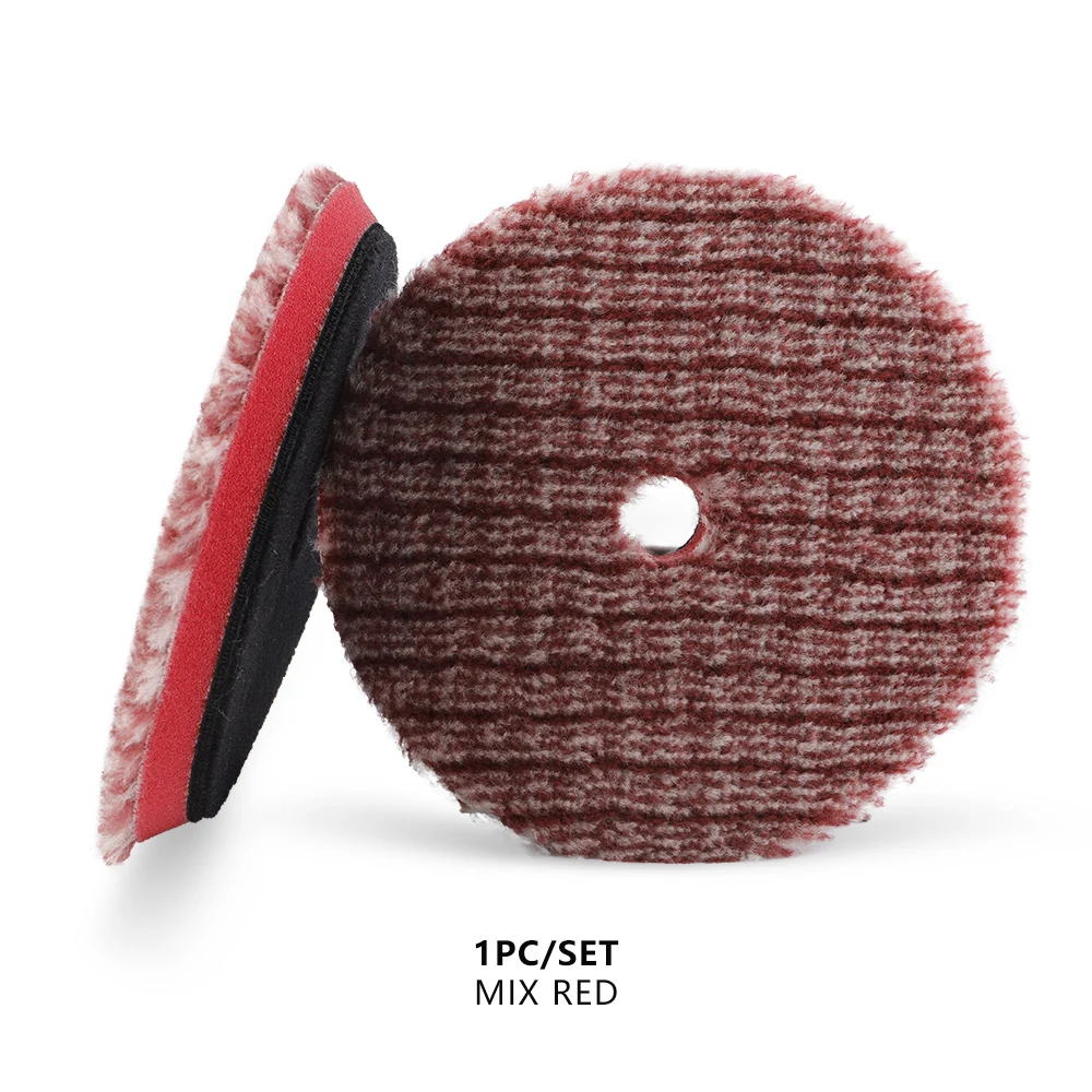 SPTA 1 Stück 3" 80mm 5" 125mm 6" 150mm T140 Heavy Cut Mix Rot Orange Wolle Polieren Autolack Polierpad für DA/RO Puffer Polierer
