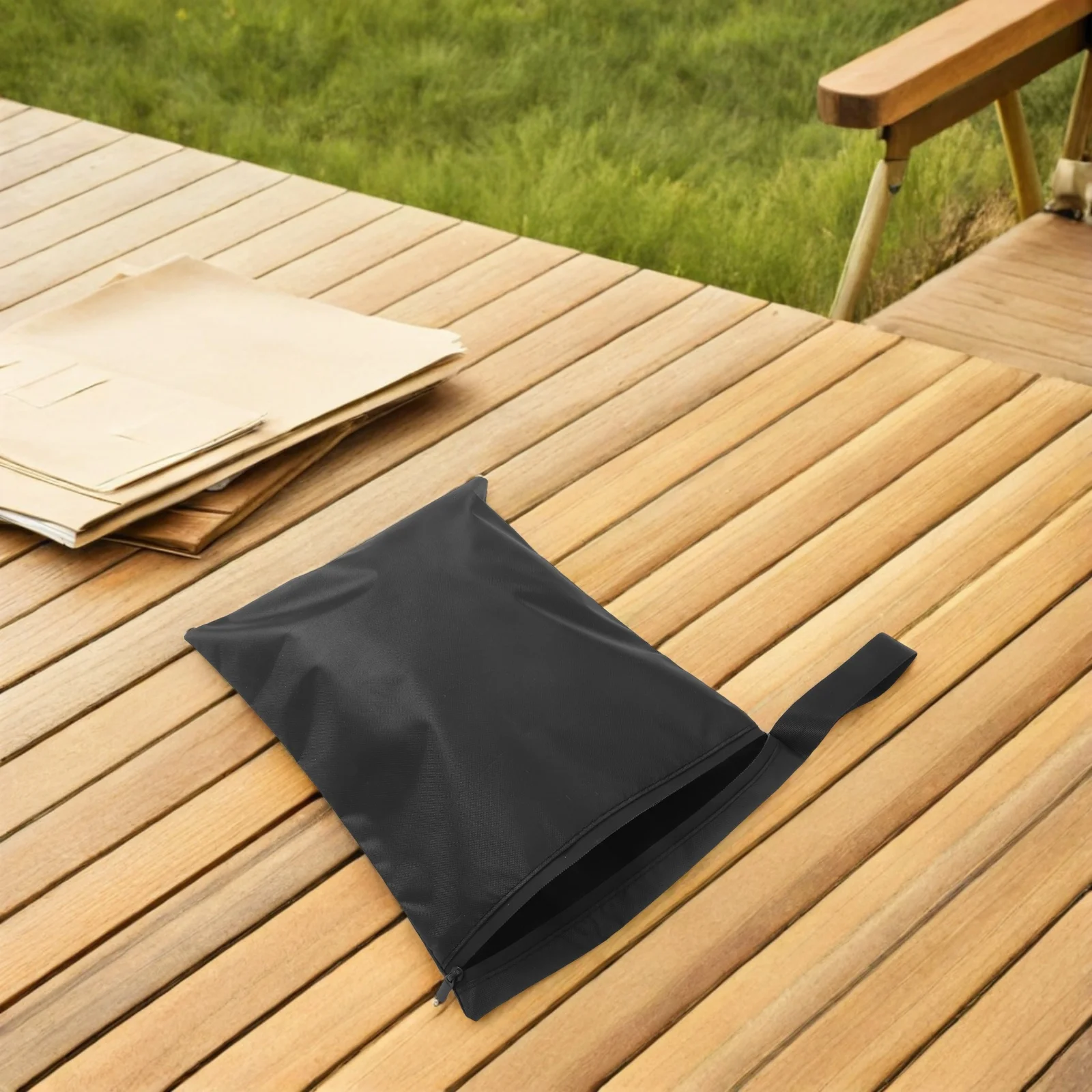 3Pcs Waterproof Wet Dry Bags Black Oxford Cloth Zipper Pouch for Swimsuit Raincoat Gym Swimming Pool Travel Outdoor Use
