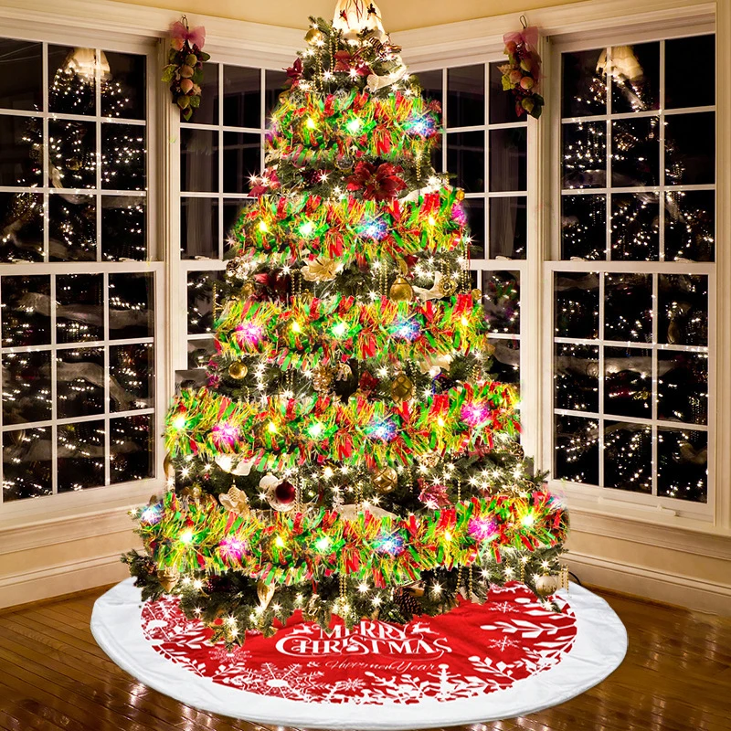 Sparkling Christmas Coloured Tinsel Garland with 50LED Ribbon String Lights Christmas Tree Indoor Wedding Party Holiday Decor