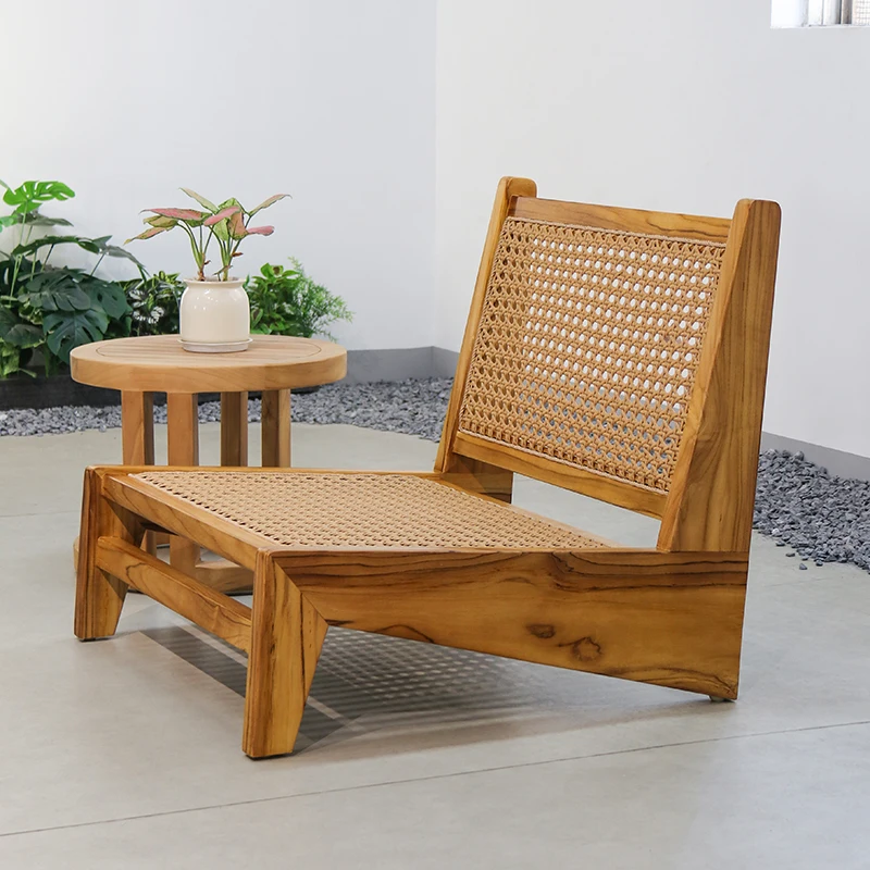 Sofá de teca ao ar livre cadeira pátio à prova dwaterproof água e protetor solar varanda hotel jardim para todos os climas feito de móveis de vime