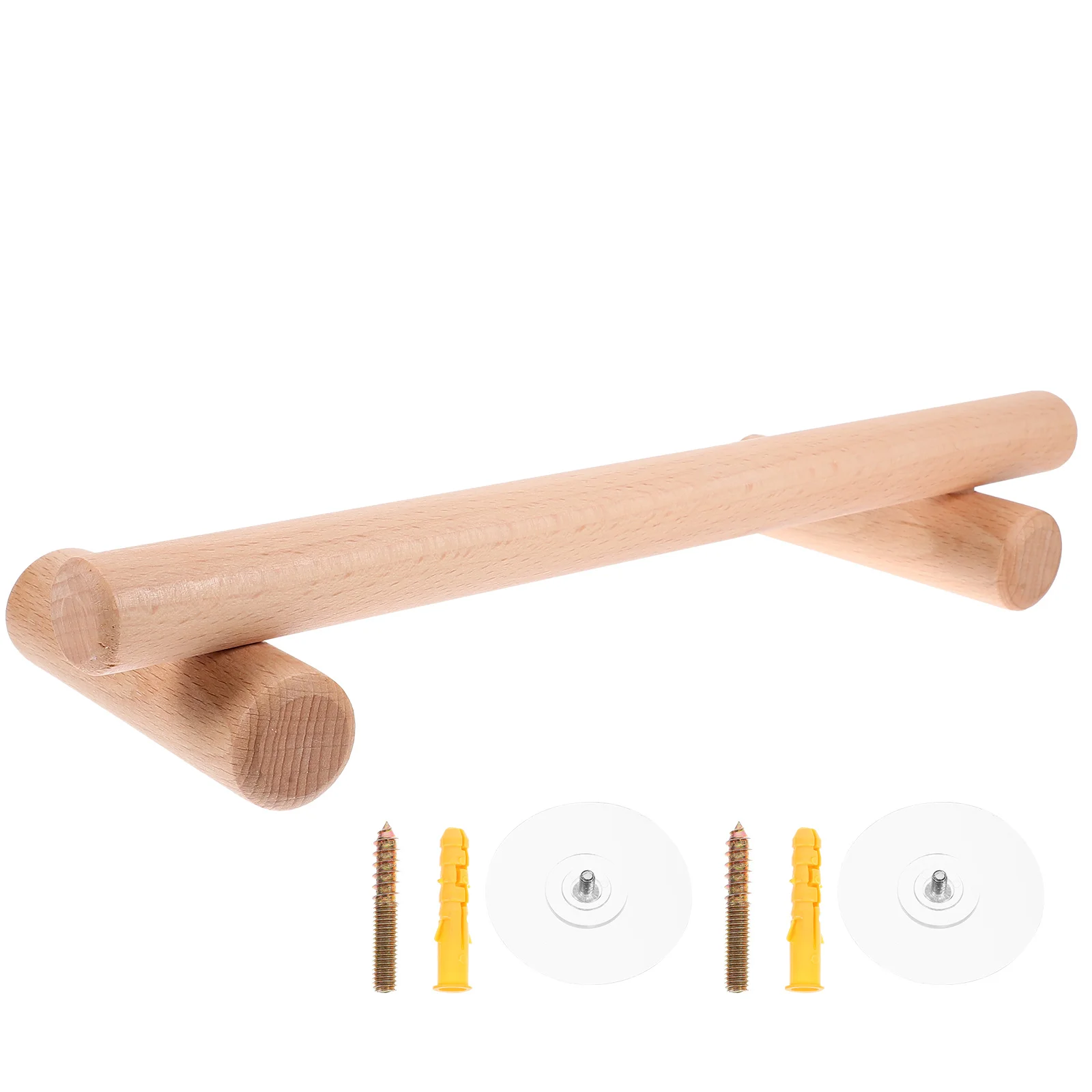 No Punch Towel Hanger Wooden Rack Holder Simple Single Bar Hangers Magnetic Attraction