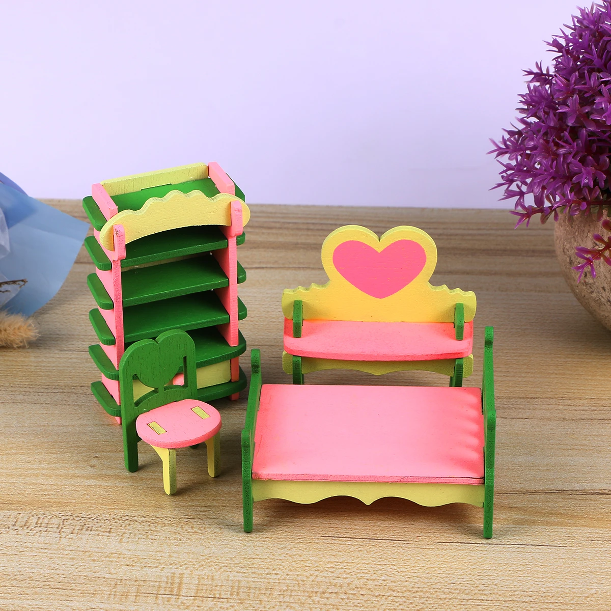 

4 Pcs Mini Furniture Exercise Ability Toys Educational Wooden Handmade DIY Kids