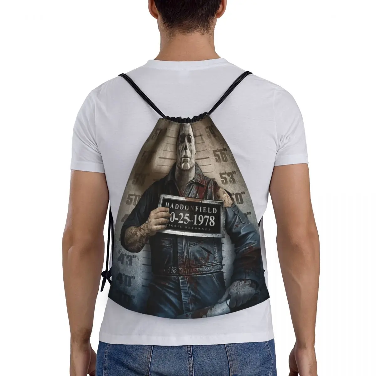 مخصص مايكل مايرز هالوين فيلم الرعب المسلسل القاتل الرباط حقيبة النساء الرجال خفيفة الوزن الرياضة الصالة الرياضية تخزين الظهر #5