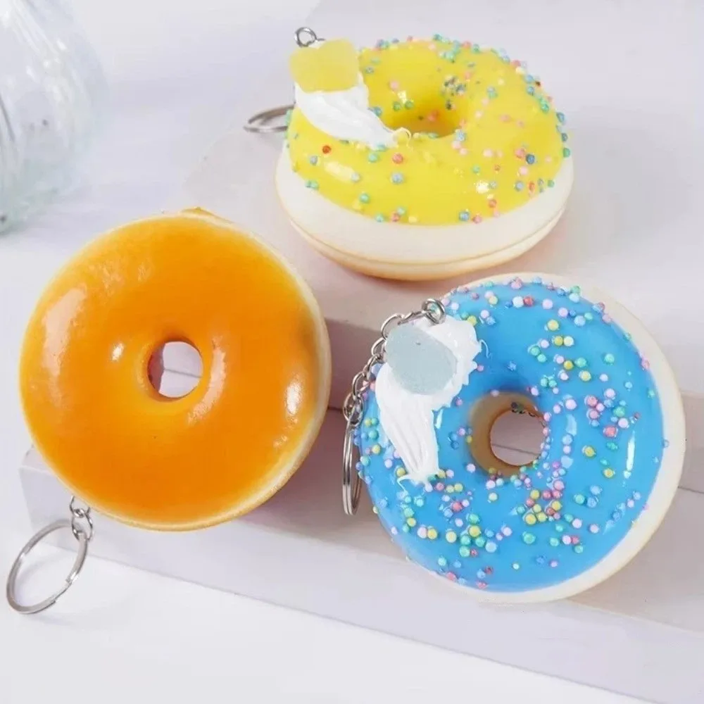 Simulated Food Donut Bread Squeeze Keychain Super Soft Quick Rebound Donut Keychain Pendant Funny Kneading Slow Rebound Keyring