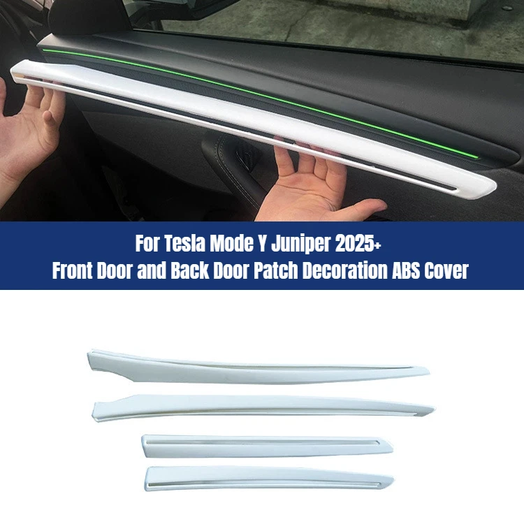 

Для Tesla Mode Y Juniper 2025+ нашивка на переднюю дверь и заднюю дверь, внутренняя декоративная полоса, крышка из АБС-пластика, автомобильные аксессуары, белый, 4 шт.
