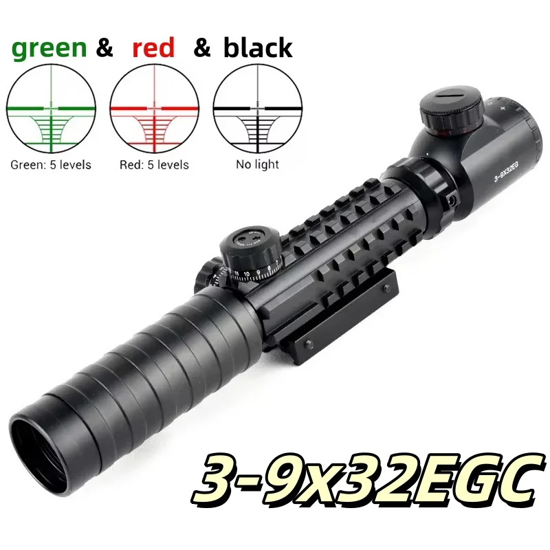 

3-9X32EG Tactical Riflescope Optic Sight Red Green Illuminated Reflex Scope for Fit Hunting 11mm/20mm Picatinny Rifle Airsoft