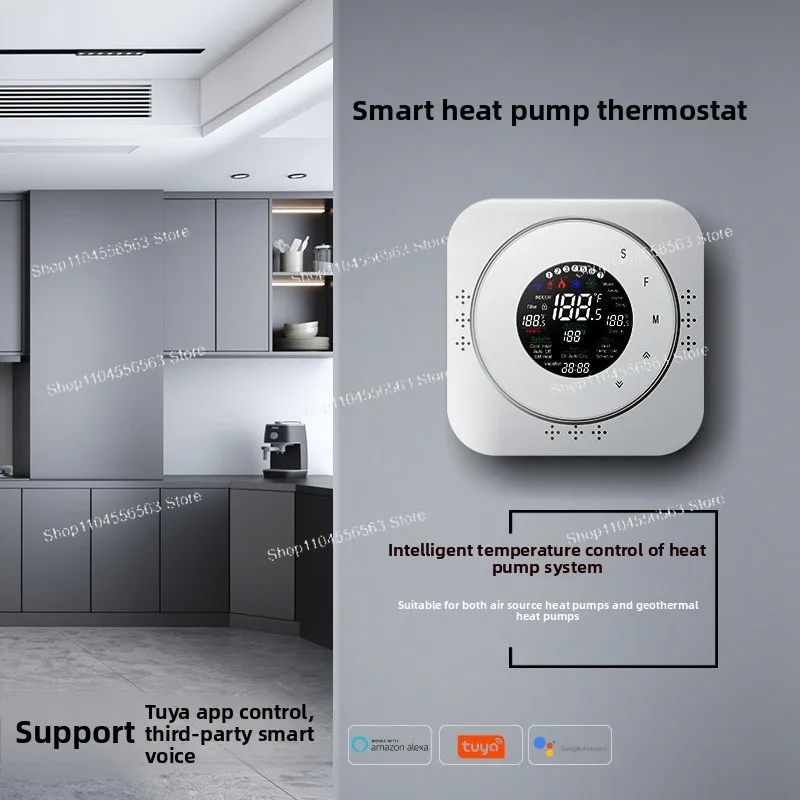 Smart Touchscreen WiFi Thermostat 24V Tuya-Compatible for Geothermal Heat Pumps, Air Source Heating and Home AC Control