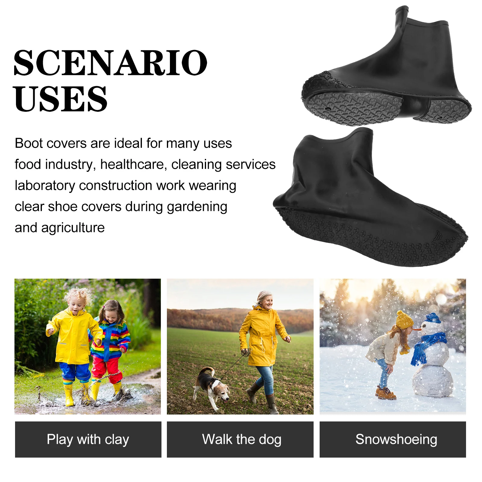 

1 Pair Rainproof Overshoes Waterproof Shoe Covers Nonslip Rainy Day Boots Cover Outdoor Shoes Protector Reusable