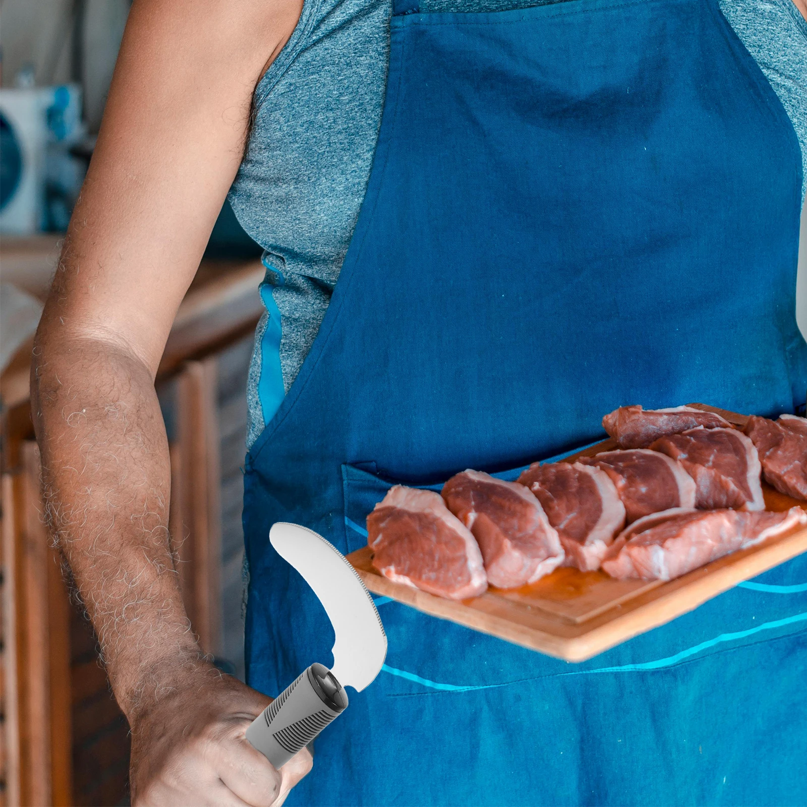 

Прочный резак для еды из нержавеющей стали с защитой от сотрясений, адаптивная посуда для пожилых людей, слабая ручка, независимый стейк, овощи