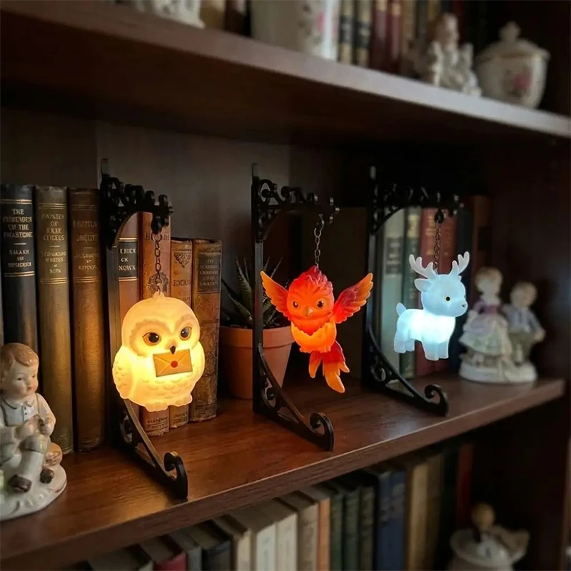 Owl Hanging Book‑End Lamp Iron Metal Owl Figurine Night Light Decorative Shelf Light Home Office Bookshelf Ornament Gift