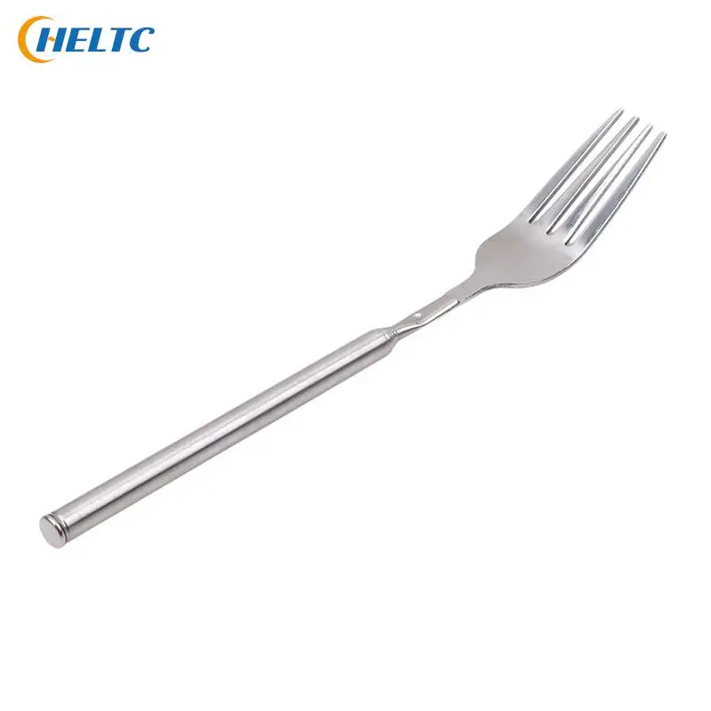 Dinner Fork Stainless Telescopic Extendable Fork Spoon Fruit Dessert Long Cutlery ForkBBQ Meat Fork Kitchen Dinnerware Tableware