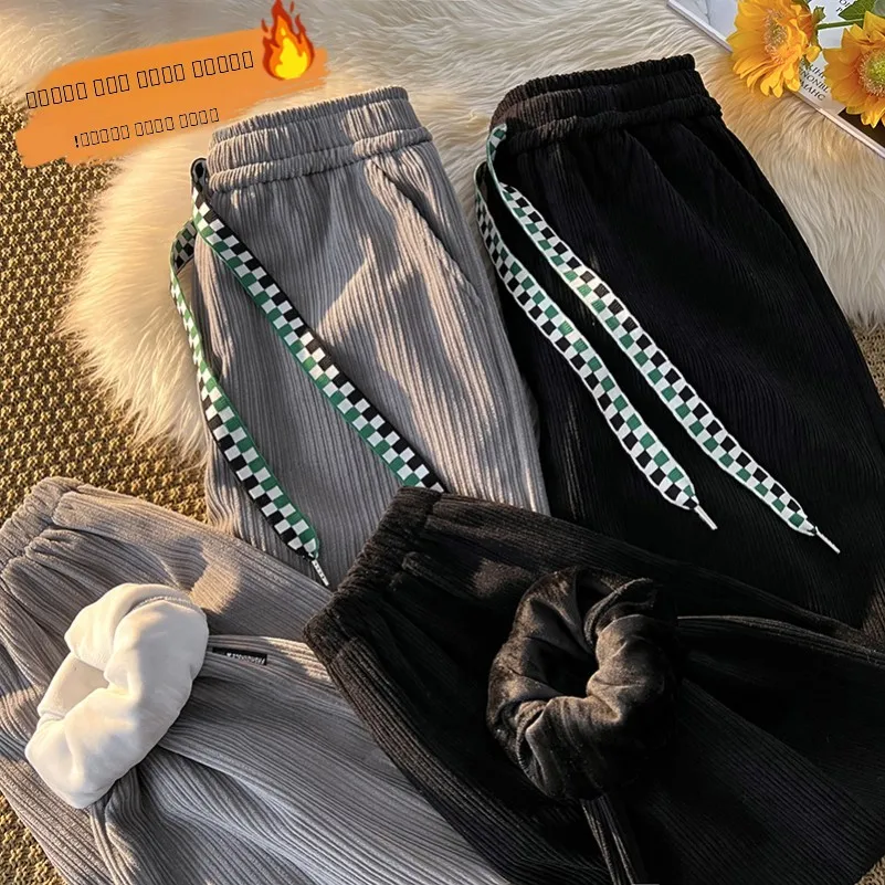 

Мужские повседневные спортивные брюки Thiened Fce, осенне-зимние, новые, теплые, свободного кроя, молодежные, немнущиеся