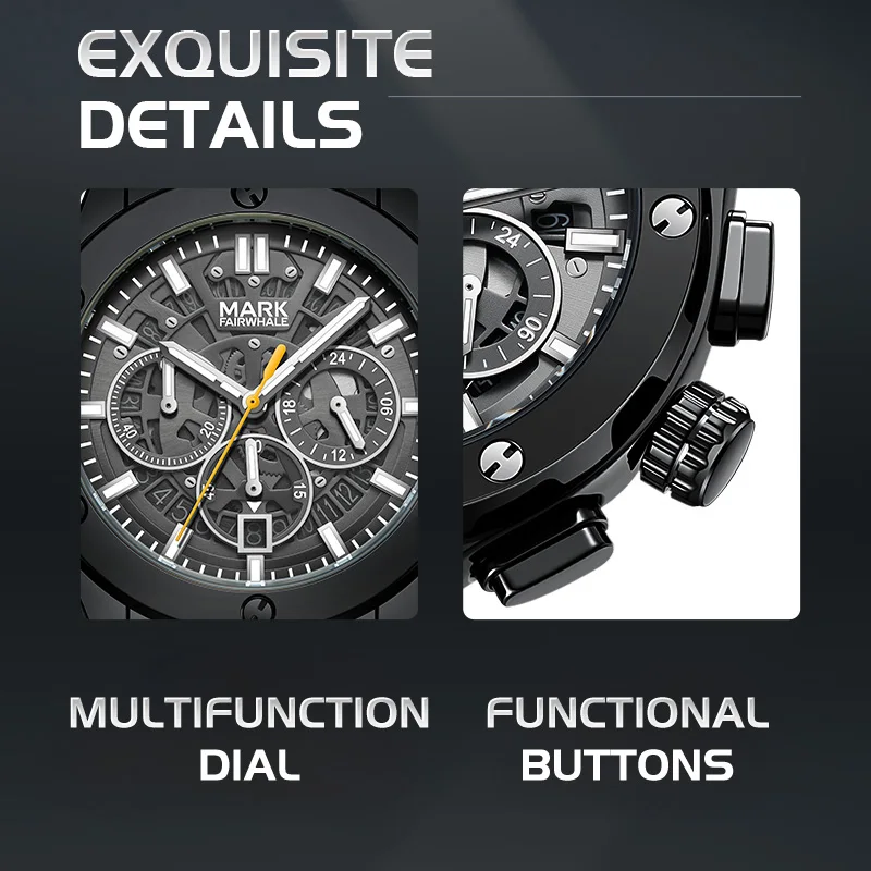 Mark Fairwhale 5037 Fashion Men's Quartz Watch Waterproof Night Light Pointer Luxury Business Timing Steel Belt Watches for Man