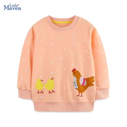 Little maven Baby Girls Spring Autumn Dot Tops Children's Clothing Cartoon Chick Girls Sweatshirt Kids Cotton Streetwear Hoodie