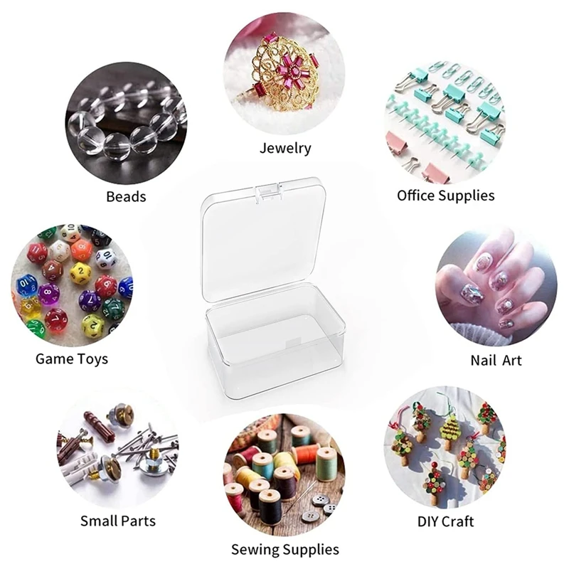 24 Pcs Mini Plastic Storage Containers Box, 3.3X3.3 Inches Empty Hinged Box, For Jewelry, Hardware, Game Pieces, Crafts