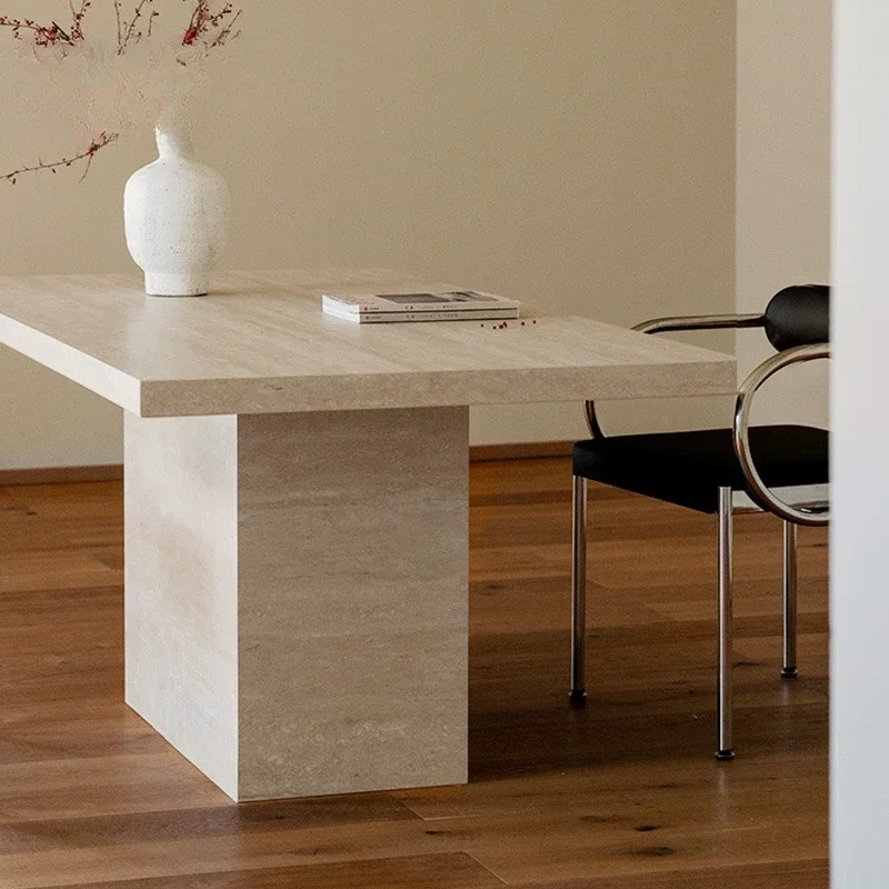 Rock slab dining table, resistant to penetration, medieval style