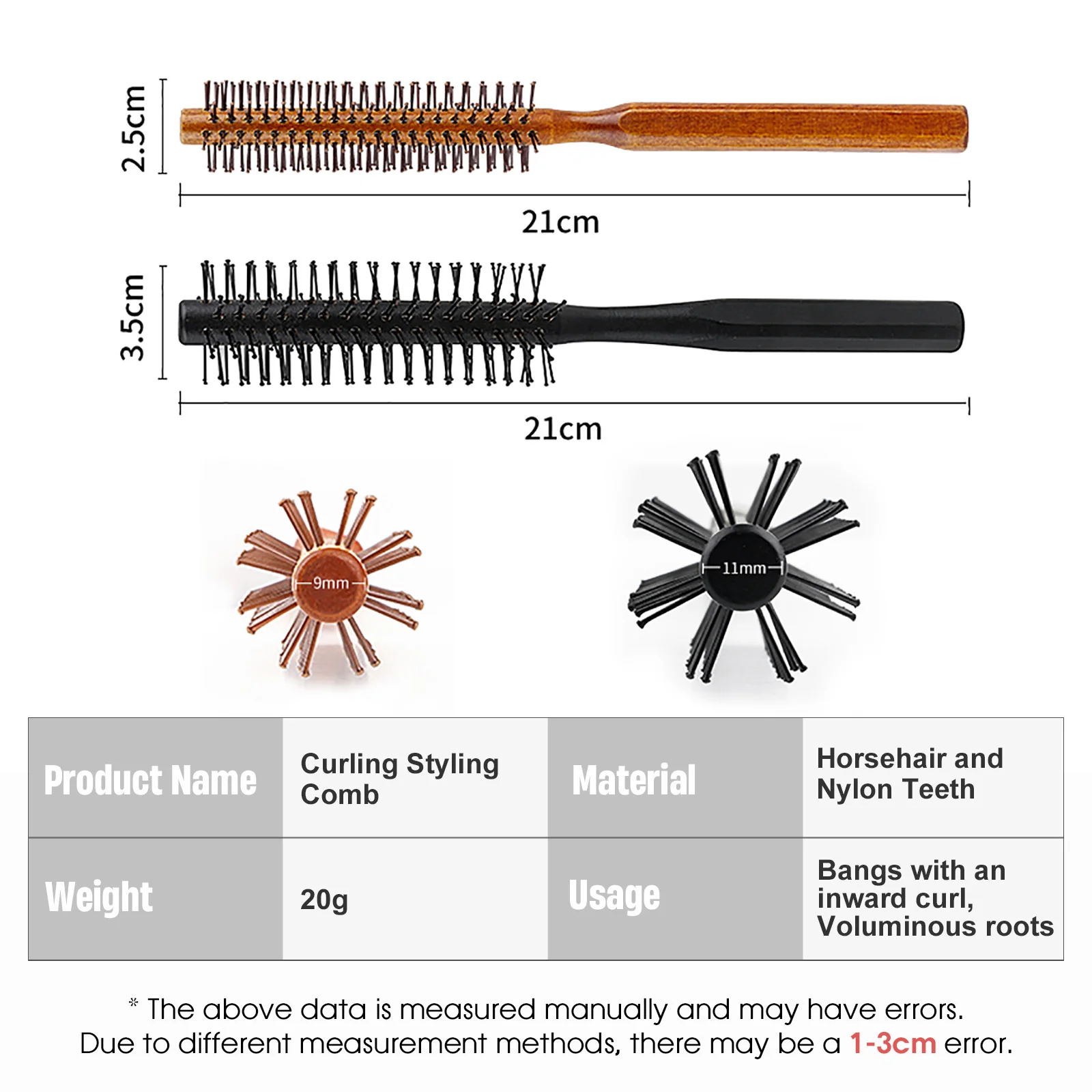 2-teiliges Pro Mini Holz-Rollkamm-Set, Twist-Rundkamm, Salon-Lockenbürste für Volumen-Styling, Friseurwerkzeuge – Detail 14