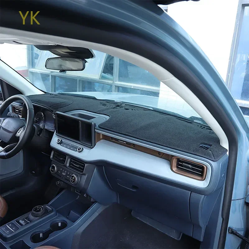 

For Ford Maverick 2022-2025 Polyester Black Car Dashboard Sun Protection Mat Sticker Interior Car Accessories(LHD）