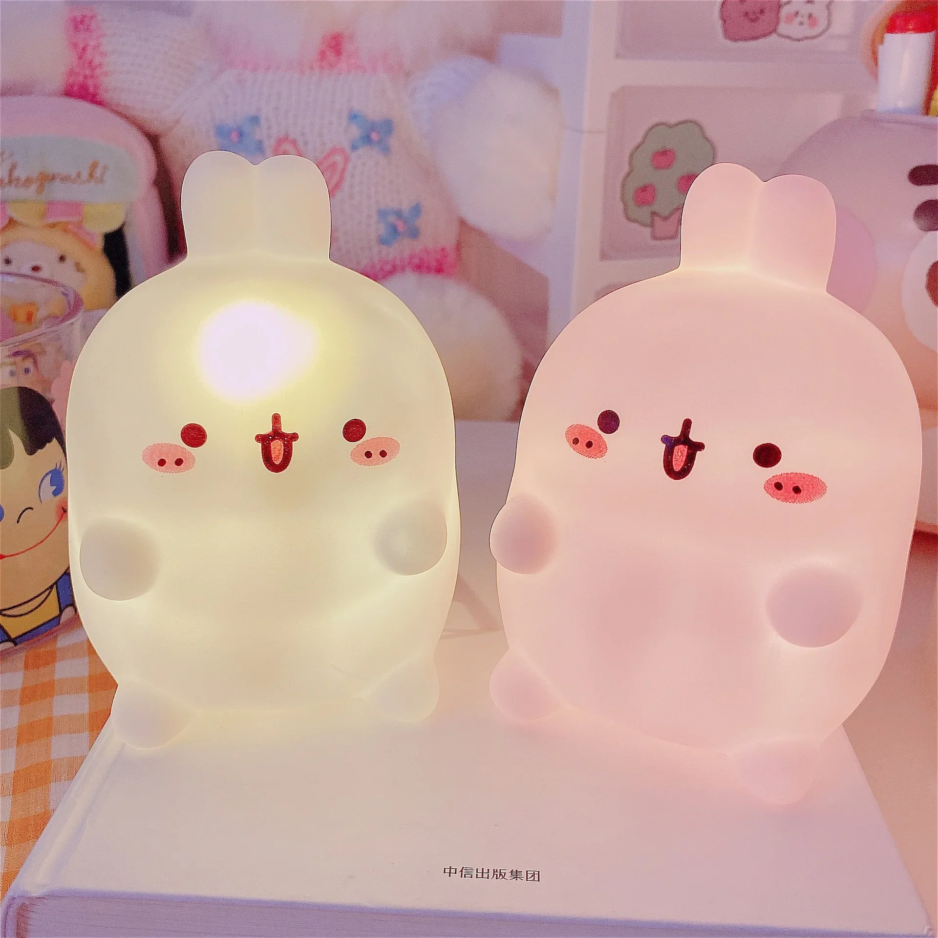 

Rabbit Night Light Bedhead Bedroom LED Small Table Light Non Plug In Floor Stand Creative Atmosphere Night Light Decoration
