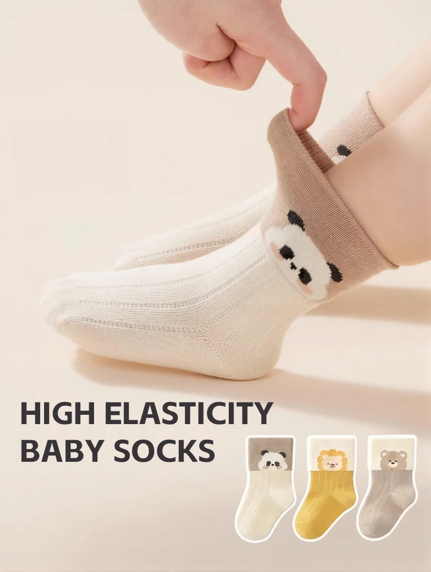 

3 Pairs Baby Socks Casual Cute Cartoon Knit Socks Soft Comfortable Breathable Socks Warm Fall/Winter Toddler Socks 0-12M