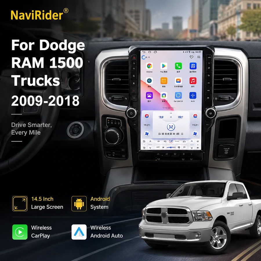 T For Dodge RAM 1500 Pickup 2013-2018 Android Head Unit 14.5