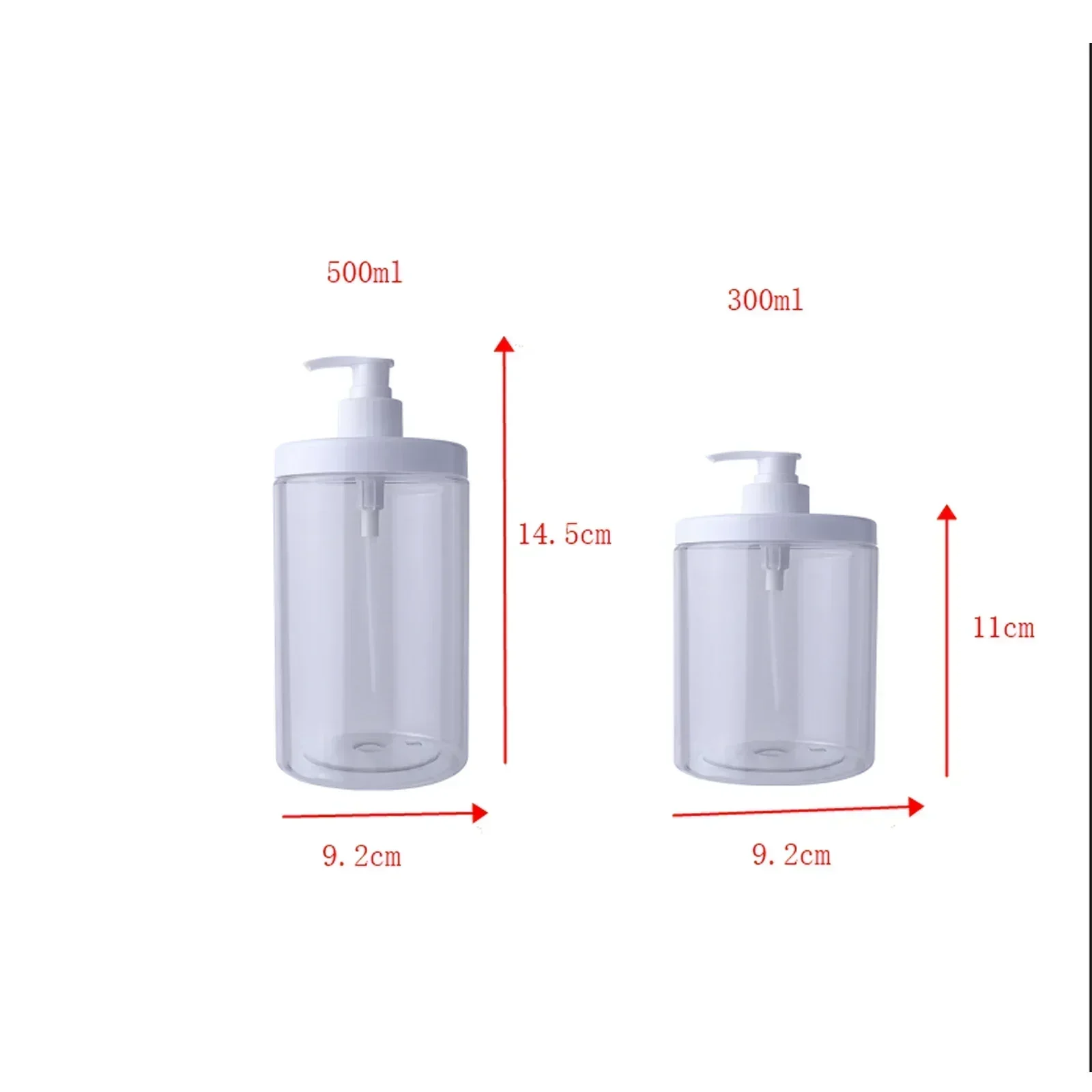 Garrafa transparente com boca larga para lavar as mãos, recipiente líquido, saboneteira, shampoo, loção, gel de banho, 300ml, 500ml