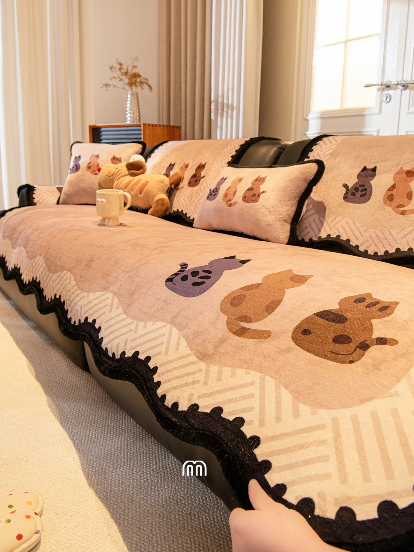 

Милый узорчатый утолщенный бархатный чехол для диванной подушки, уникальной формы, защитный чехол-полотенце для спинки дивана, универсальный размер