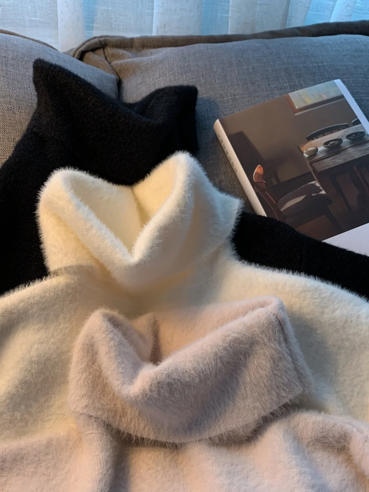 Thiened Maglione lavorato a maglia di lana Collo alto Doppio ribaltamento Basic Sle Boting Maglione invernale Colore caldo Pendolarismo Sle