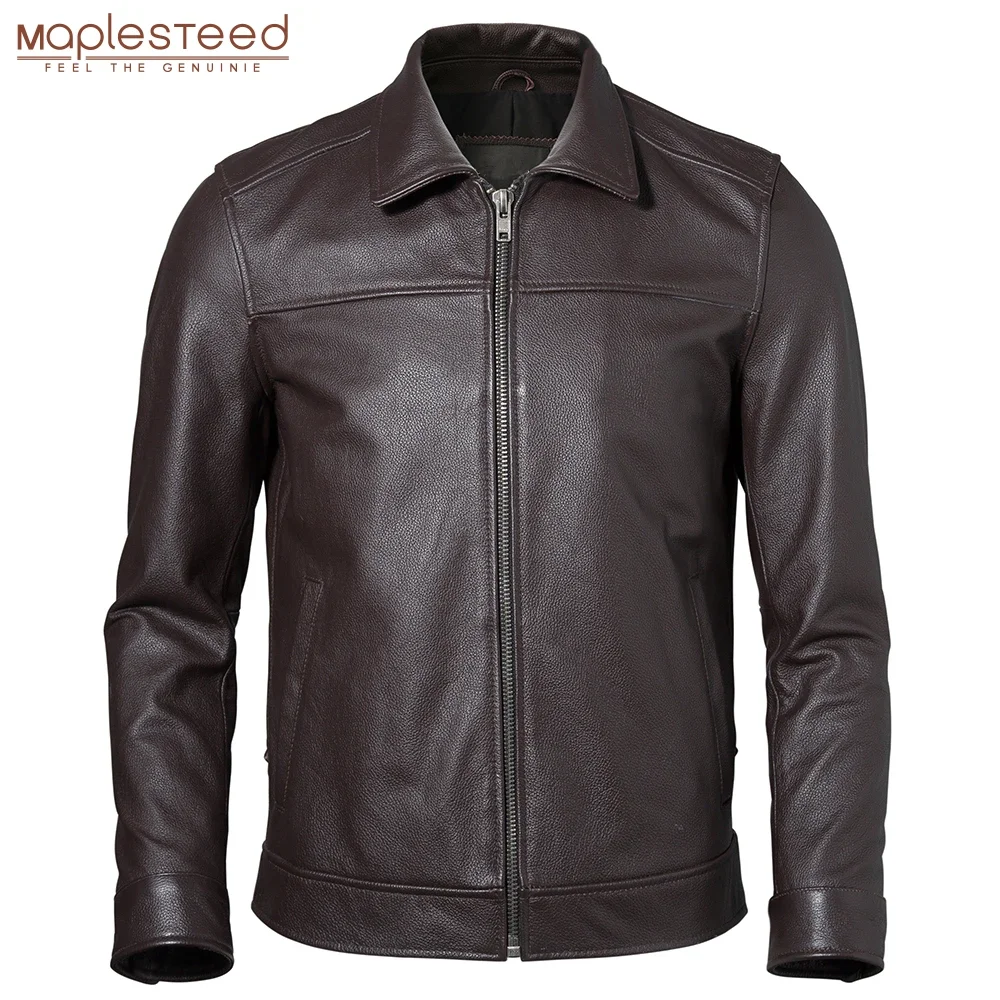 Chaqueta de cuero 100% Natural para hombre, abrigo de piel de vaca Real, ropa de otoño y primavera, talla asiática M601