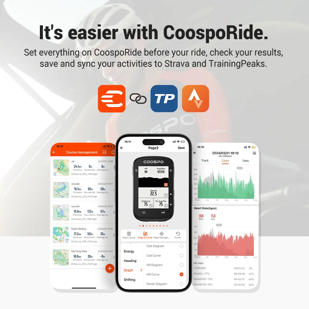 COOSPO CS500 Route Navigation Bike Computer GPS Cycling Odometer Wireless Bicycle Speedometer Cycle Stopwatch ANT+ Bluetooth5.0