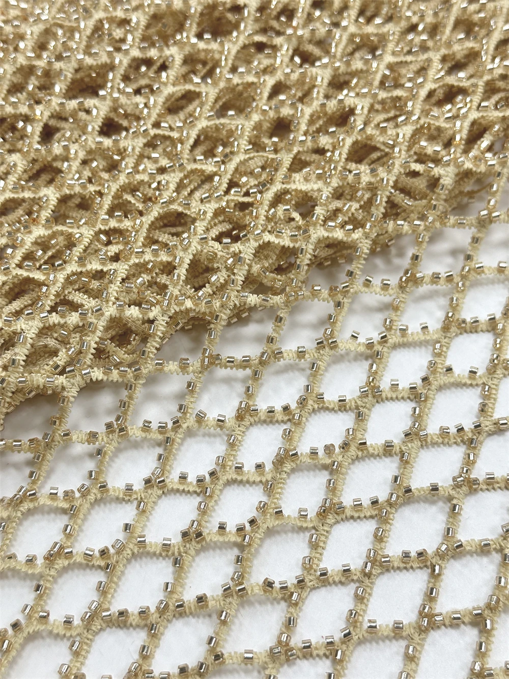

French Party Dress African Beaded Tulle Lace Fabric High-Quality Nigerian Sequin Mesh Lace Fabric Wedding Material Sewing 5Yards