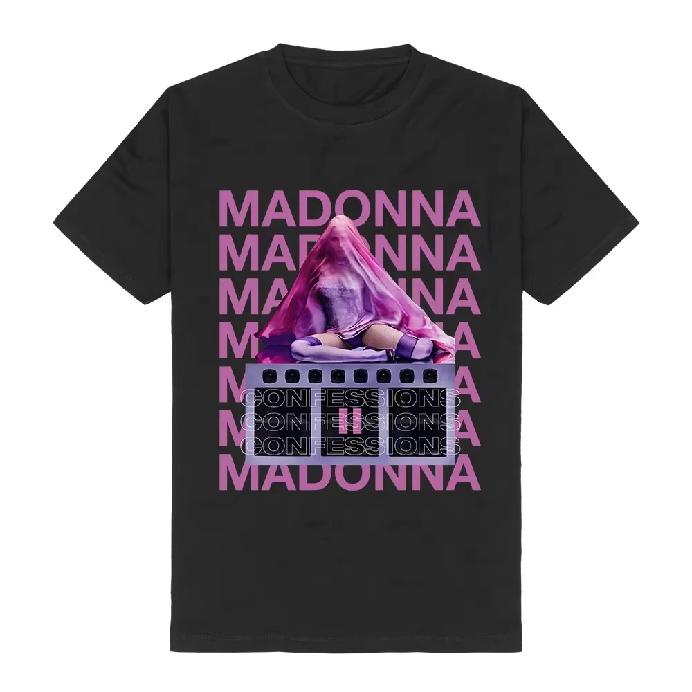 T-shirt en coton décontracté et ample Y2K, imprimé graphique Madonna CONFESSIONS II, style streetwear unisexe, collection 2026, vente chaude