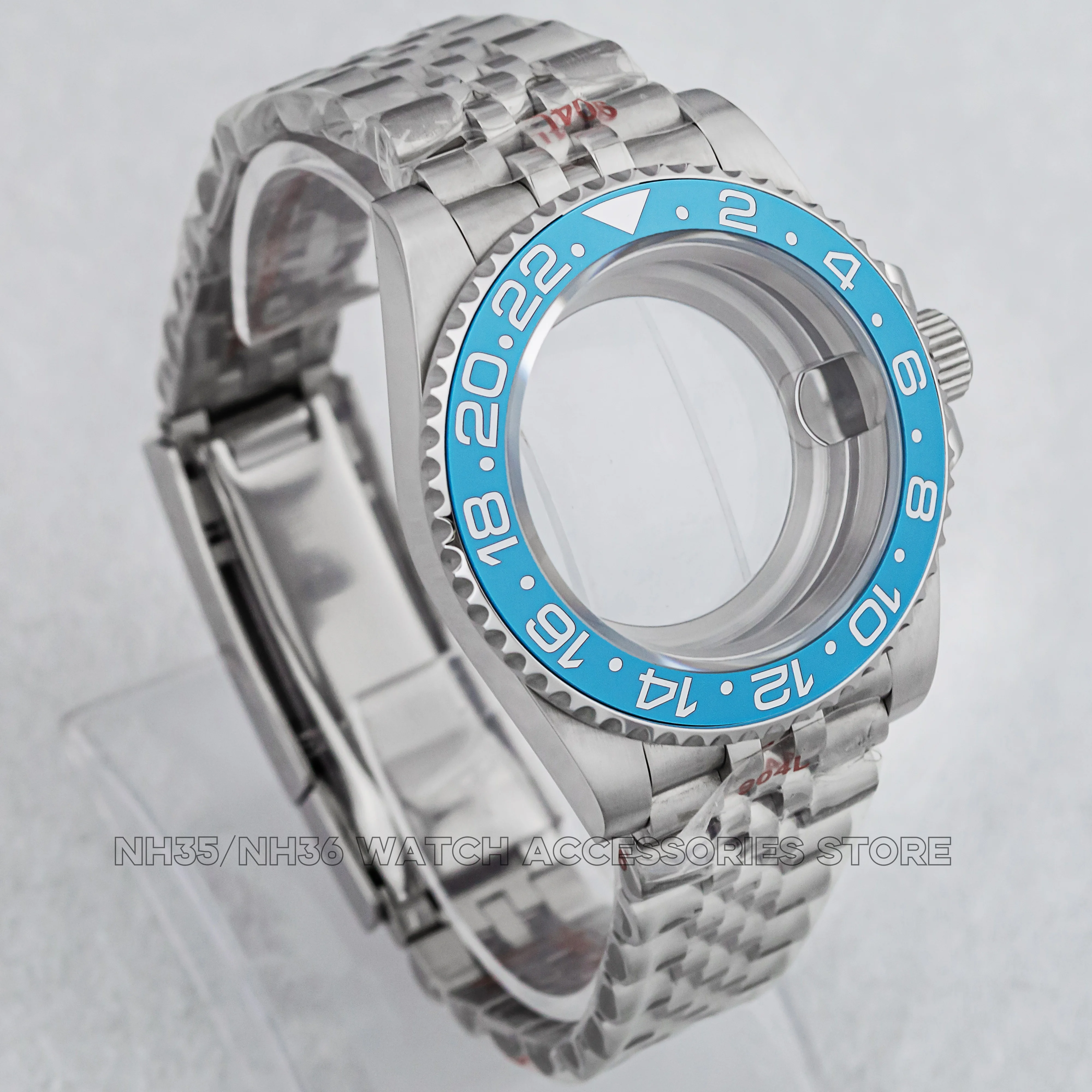 

NH35 Case Oyster Bracelet Band Stainless Steel Watch Case Jubilee Strap Sapphire Glass for NH35/36 Movement SUB GMT Case