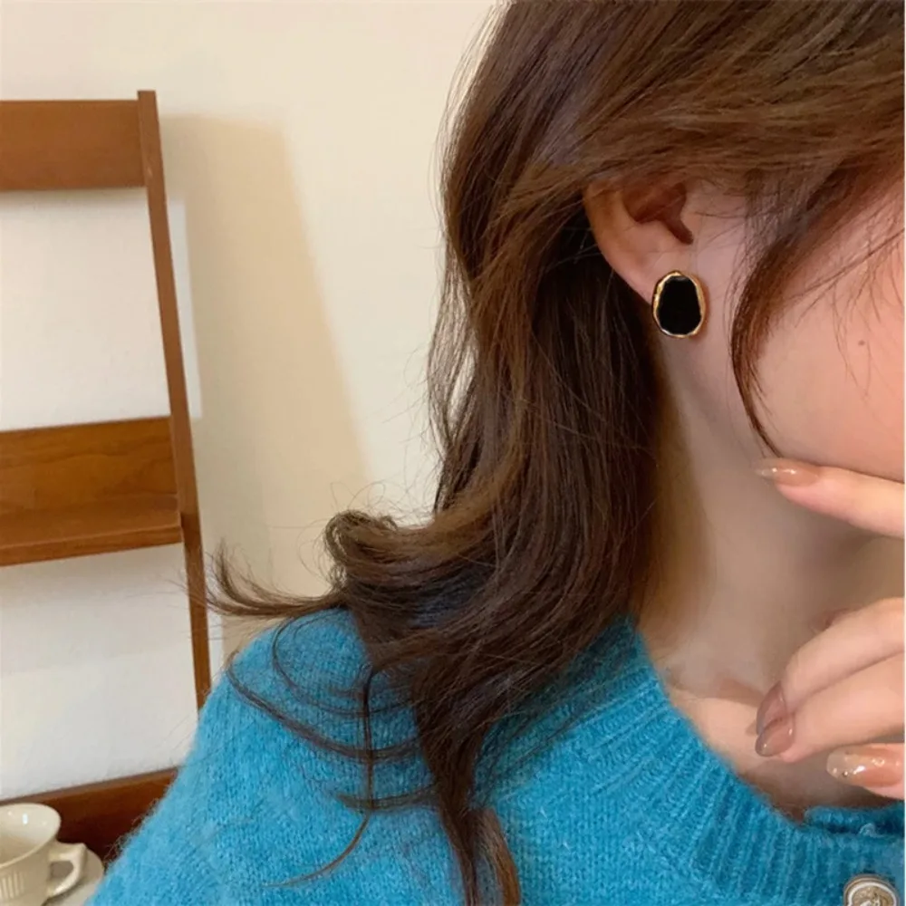 Black Earrings Irregularity Metal Earring for Women Jewelry Aesthetic Earrings Accessories Aretes Acero De Inoxidable Mujer 귀걸이