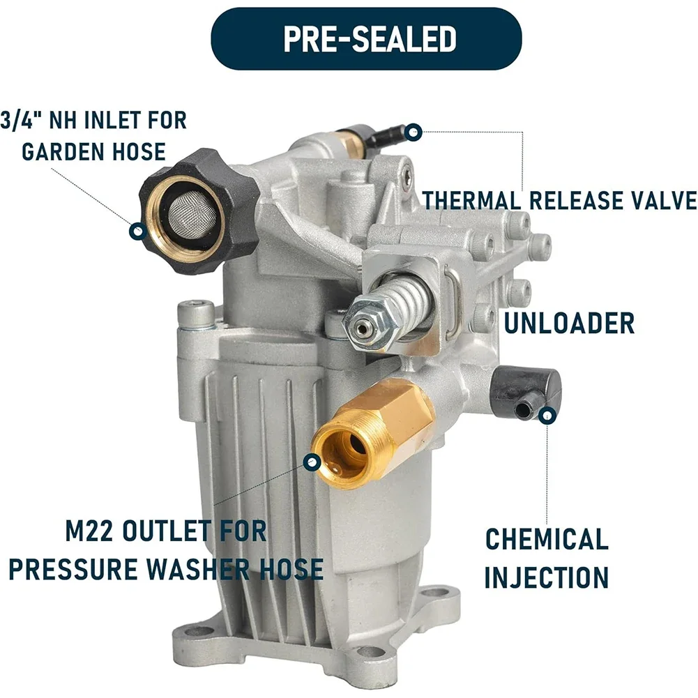 

3/4" Shaft Horizontal Pressure Washer Pump 3400 PSI At 2.5 GPM Replacement Pump Pressure Washer Cleaning Pump Kit