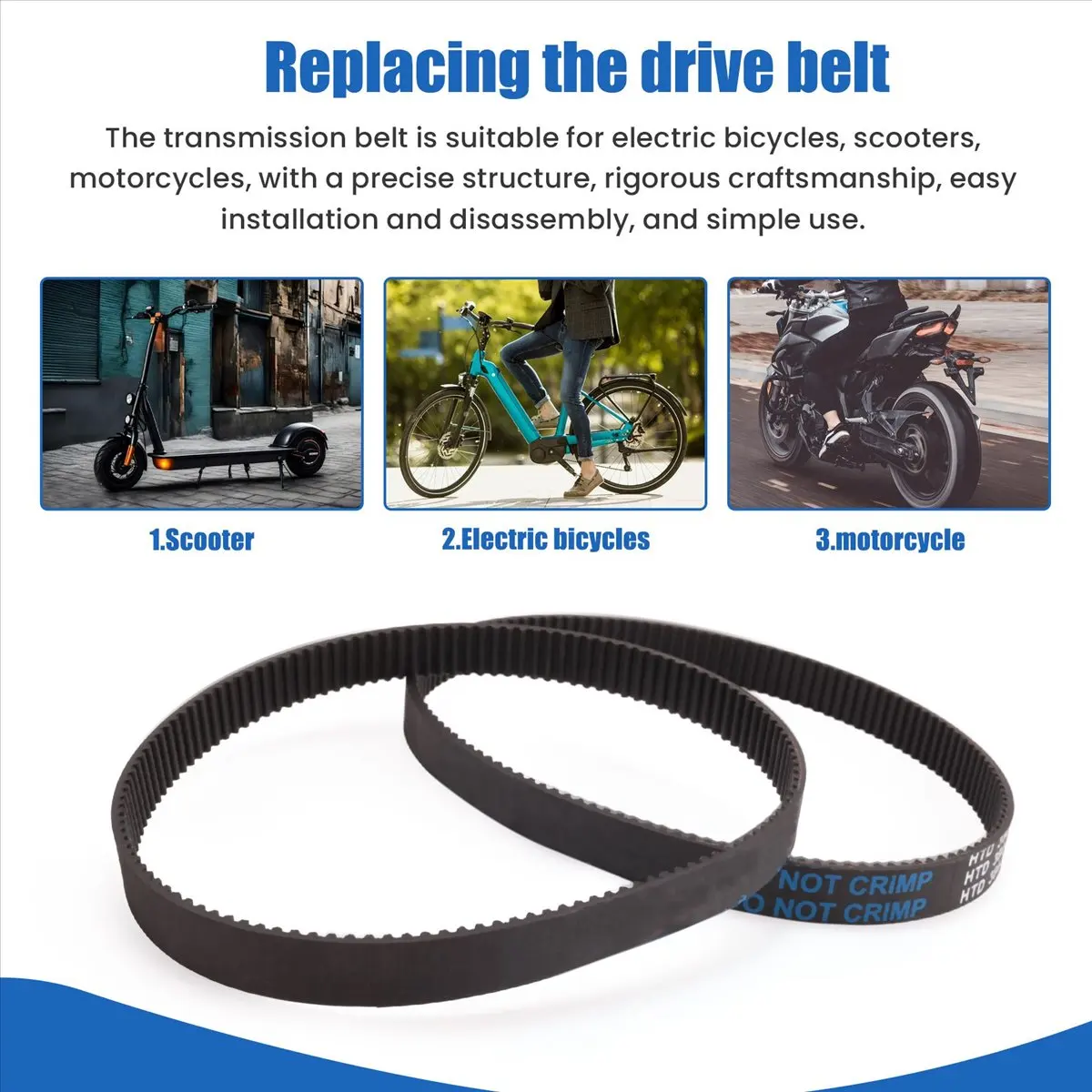 Super Sale 3Pcs 3M-384-12 Drive Belt for Electric Bike E-Bike Scooter Motorcycle