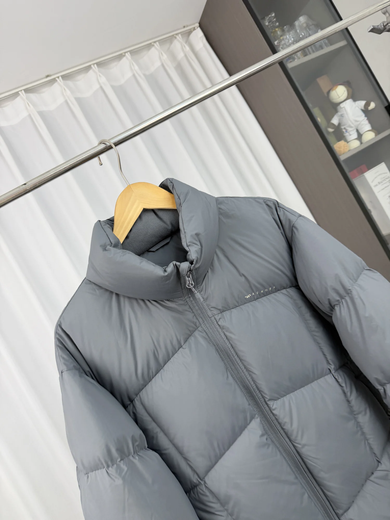 Men's Loose Fit Duck down Jacket 800 FP White Duck Feather Stand Collar Bread Coat Warm Winter Outerwear Long Sleeve Zipper