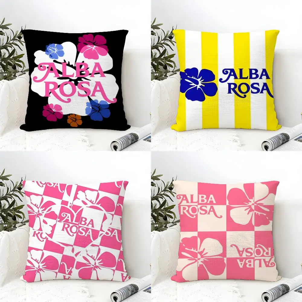 Fashion A-ALBA R-ROSA Cushion Cover Eco Linen Pillow Case Double-Sided Print Breathable Durable Zipper Home Decor Gift