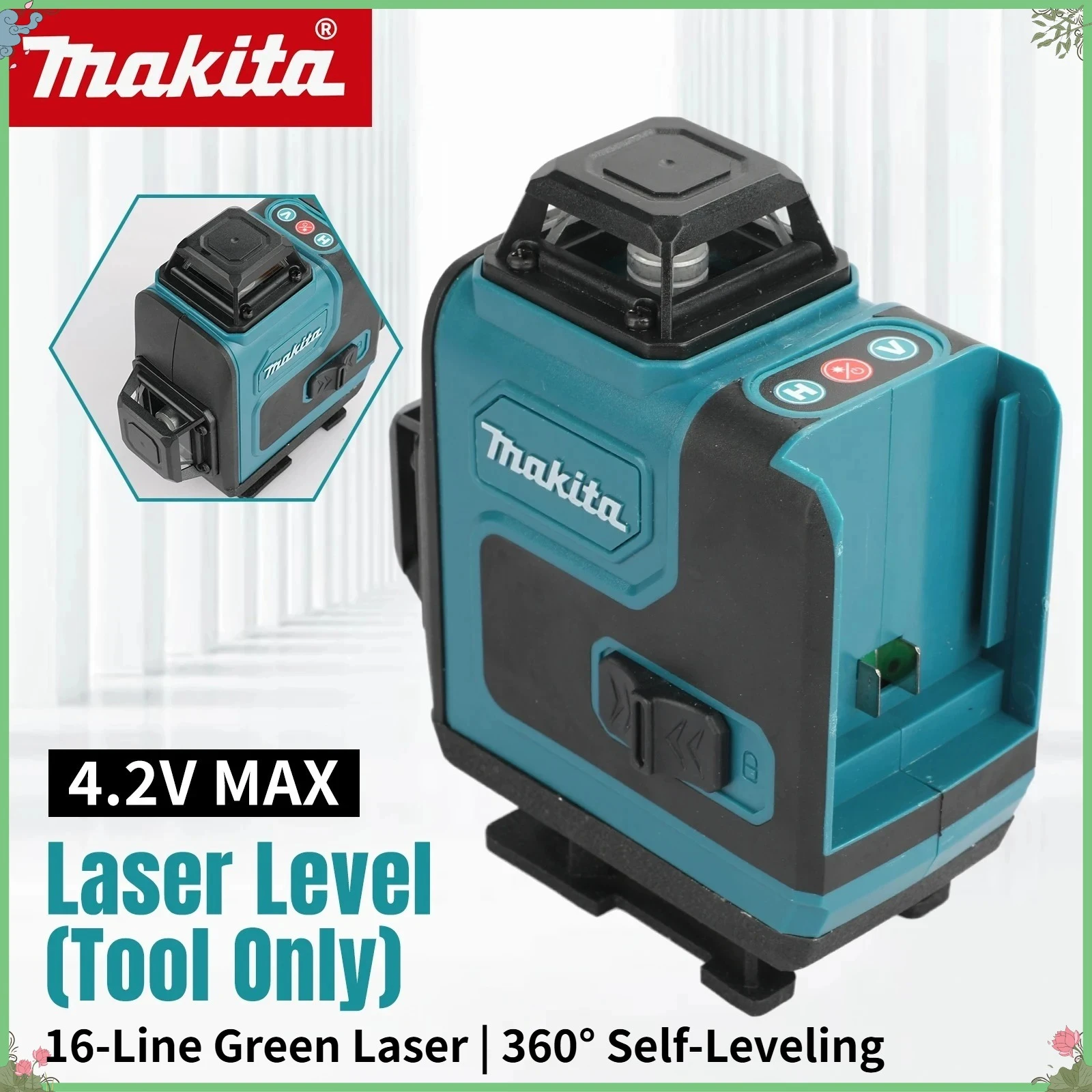 

Лазерный уровень Makita 16-линейный 360° ° Зеленый лазерный уровень: высокоточный, горизонтальный и вертикальный, настенный, портативный инструмент