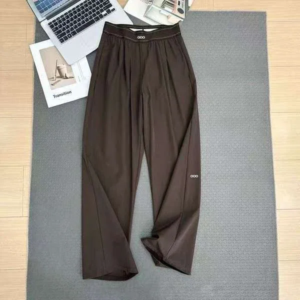 Calças Casuais Soltas Femininas 2026: Calças de Yoga de Cintura Alta e Finas para o Verão, Respiráveis, com Caimento Fluido e Perna Larga Reta