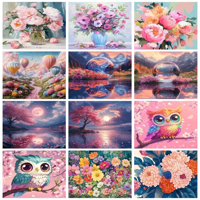 

RUOPOTY Painting By Numbers Pink Peony Hand Painted Painting Painting House Living Room Canvas Paint By Numbers Acrylic Kits