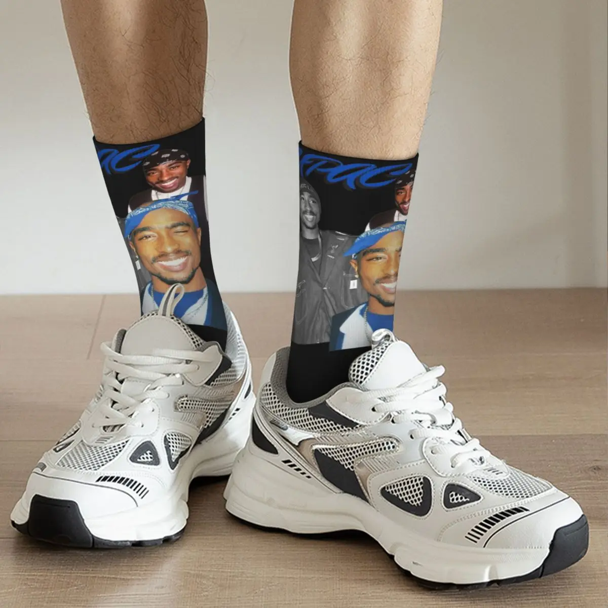 Novelty Men Women Socks Cool Rapper Tupac Design Product Warm 2 Pac 90s Retro Sport Socks All Seasons