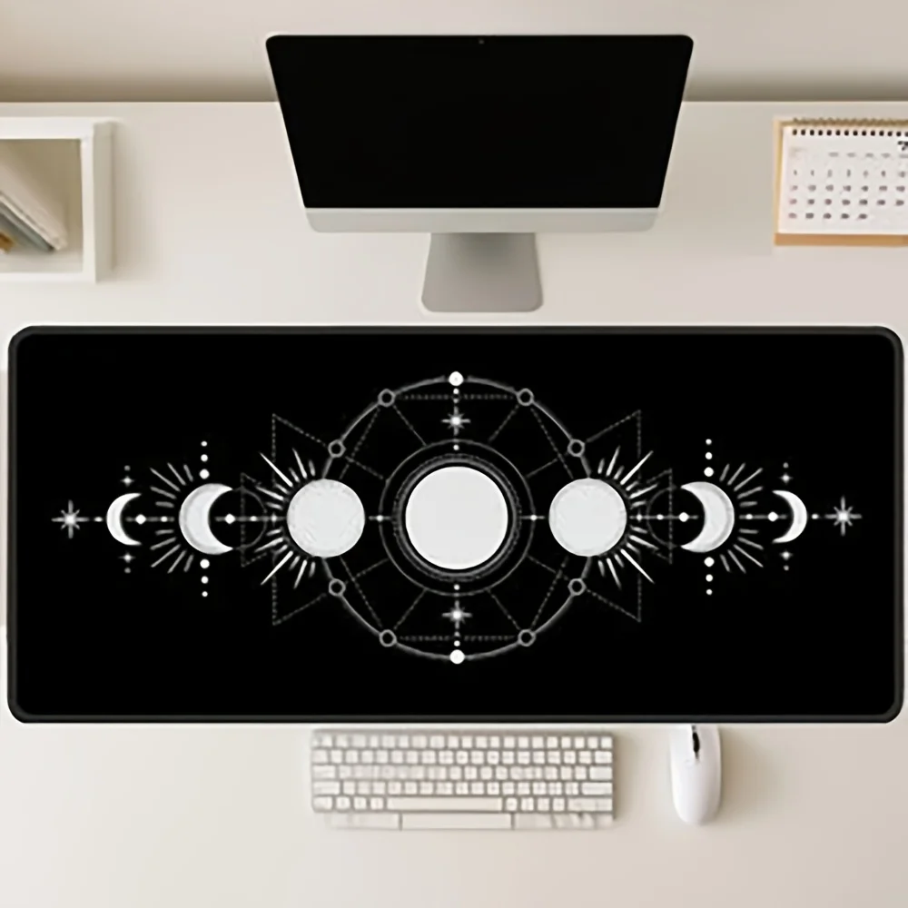 

The moon phase pattern designed mouse pad is suitable for gamers and home use. It is made of rubber, anti-slip and washable