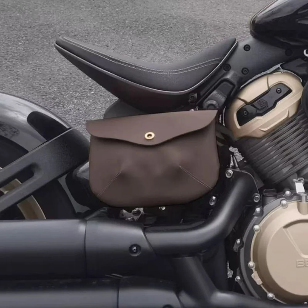 For BENDA Napoleon BOB 500 bag modification parts, reddish-brown retro style, concealing unsightly edges, flap bag.
