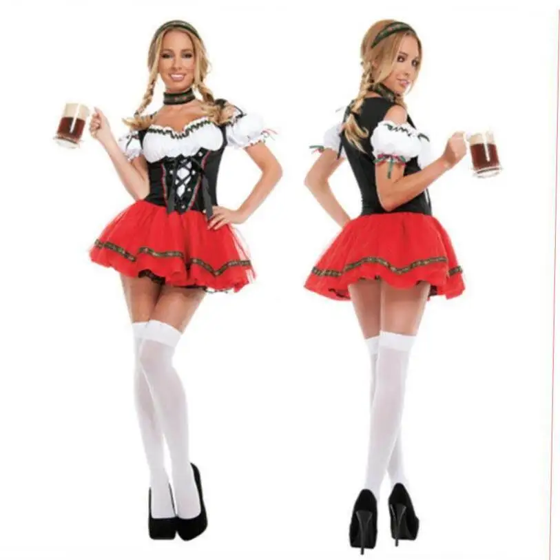 

Halloween Beer Girl Costume Bar Waiter Maid Outfit Women's Traditional National Stage Performance Clothing Autumn