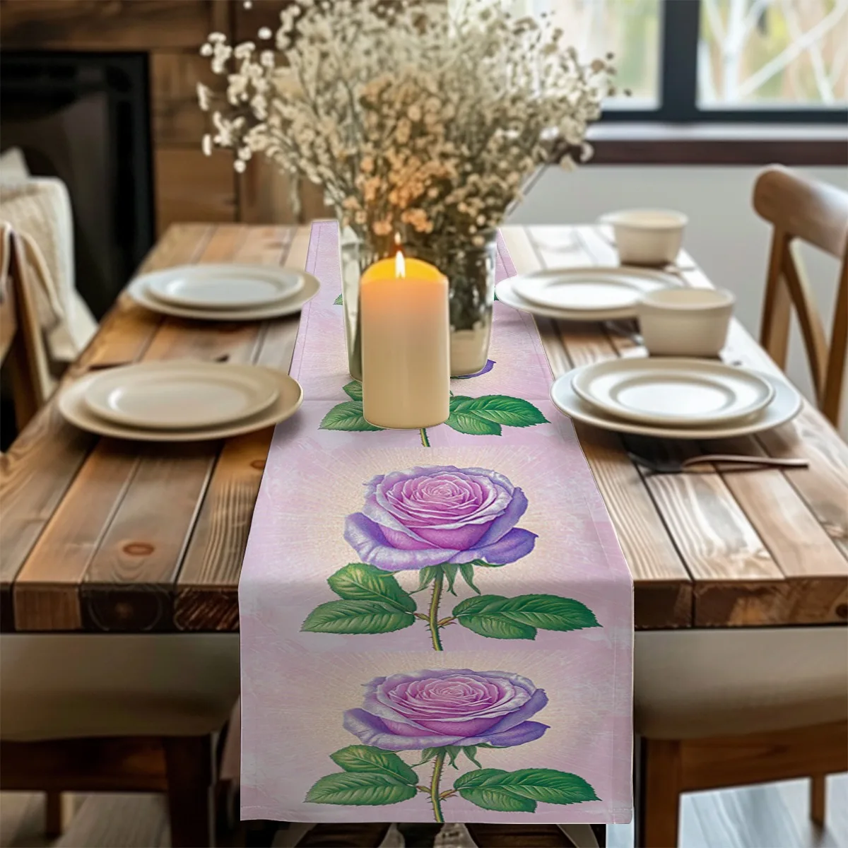 

Декоративная дорожка Лавандовая роза Скатерть в винтажном стиле для фестиваля, домашнего декора вечеринки, в наличии в нескольких длинах.