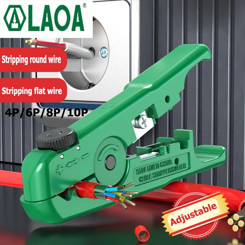 LAOA Mini Multifunctional Wire Stripper 3.2-9.5mm Adjustable Network Stripping Wire Cable Cutter Tools