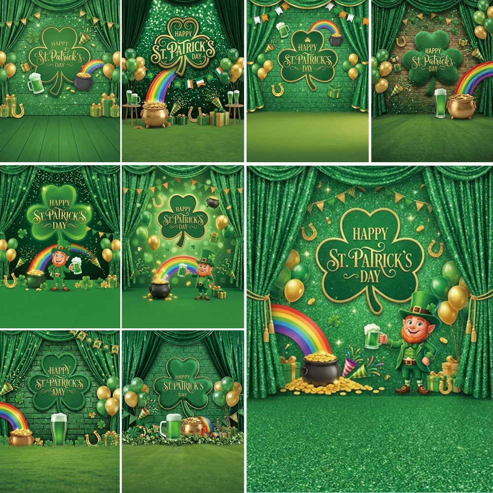 

MOON.QG St. Patrick's Day Leprechaun Photographic Background Beer Curtain Backdrop Party Photo Studio Accessories Wallpaper