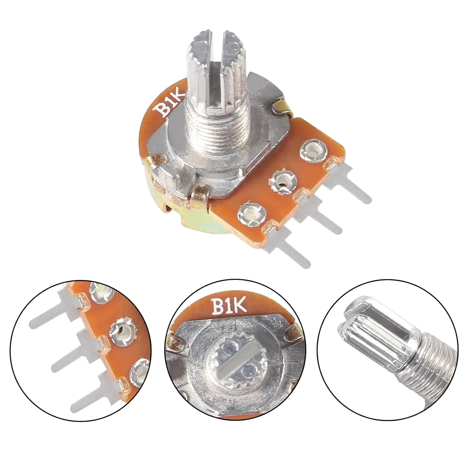 10Sets WH148 3pin B1K ~ B1M ohm 1K 2K 5K 10K 20K 6Pin 15mm 10K 3 Terminal Linear Taper Rotary Potentiometer for3 203 503 104